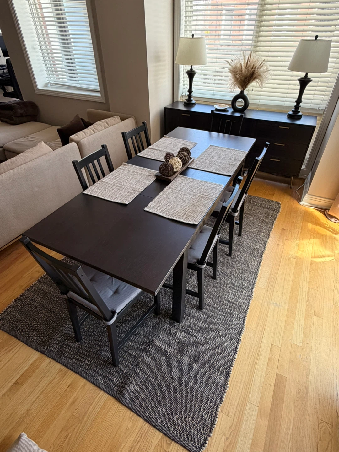 Dark Brown Dining Table with 6 Chairs