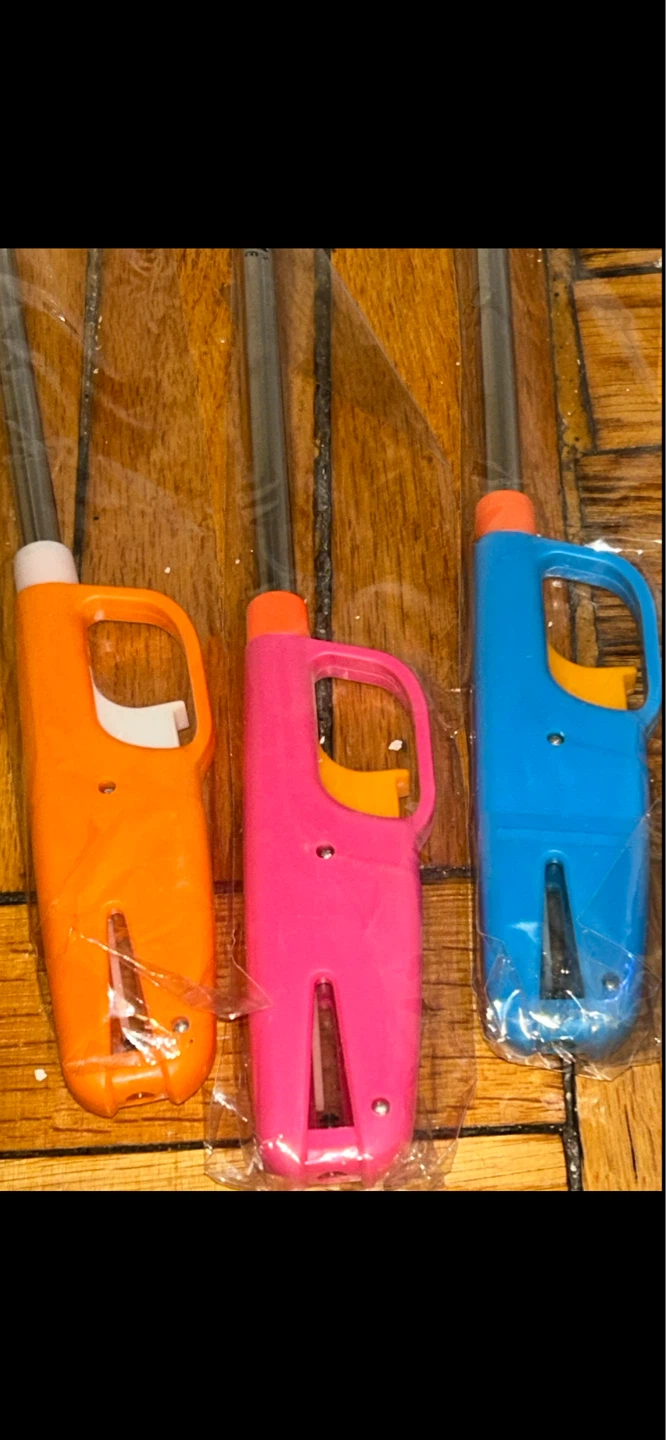 Set of 3 Long Utility Lighters (Orange, Pink, Blue)