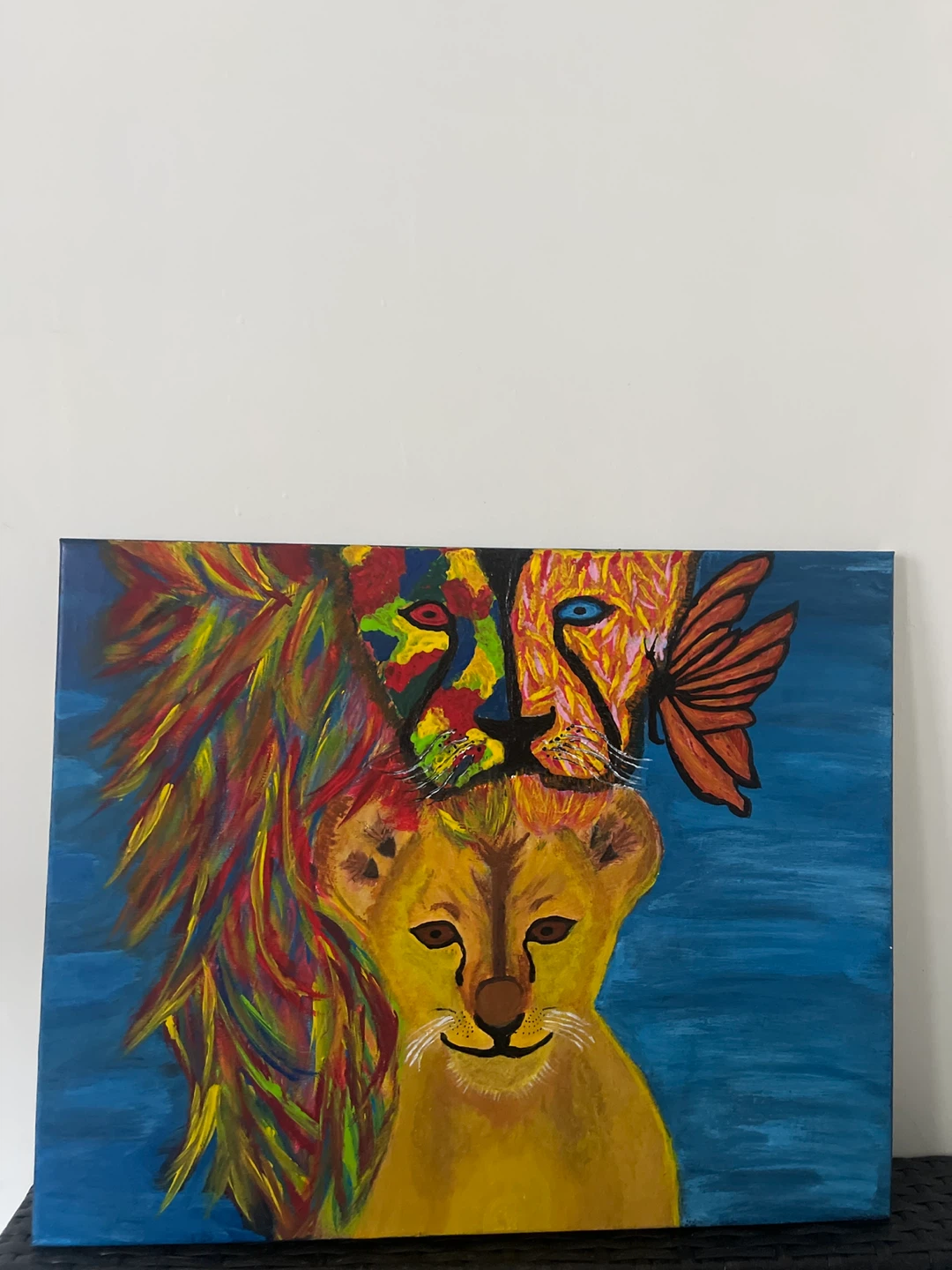 Colorful Lion and Cub Painting
