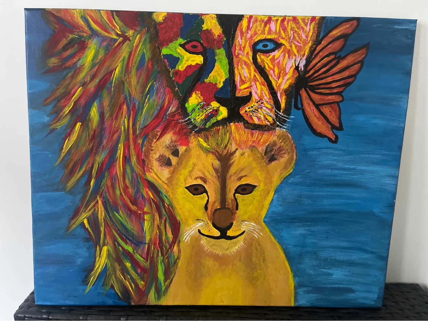 Colorful Lion and Cub Painting - photo 2