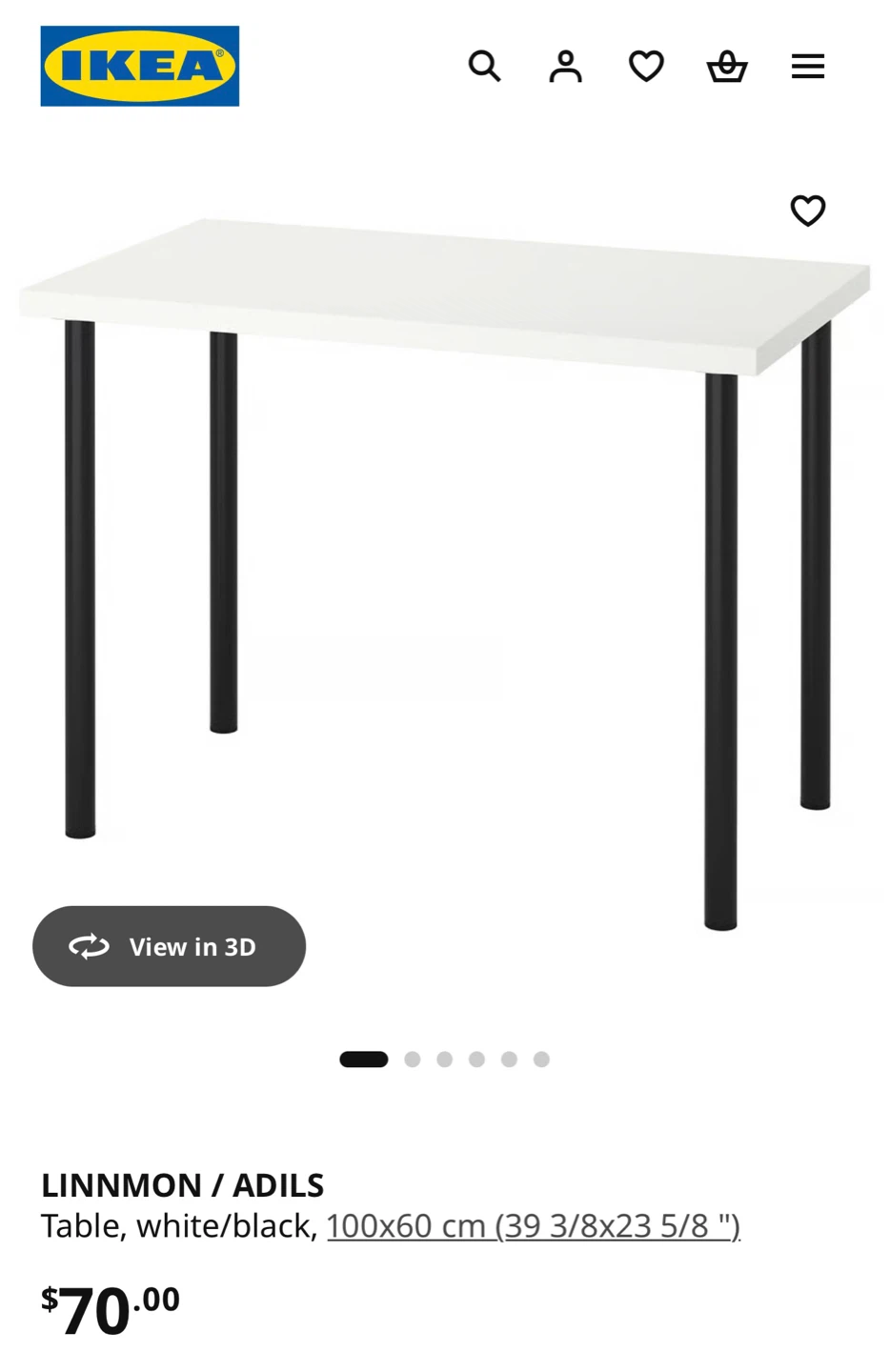 IKEA Linnmon Desk Table (white, black) - photo 3