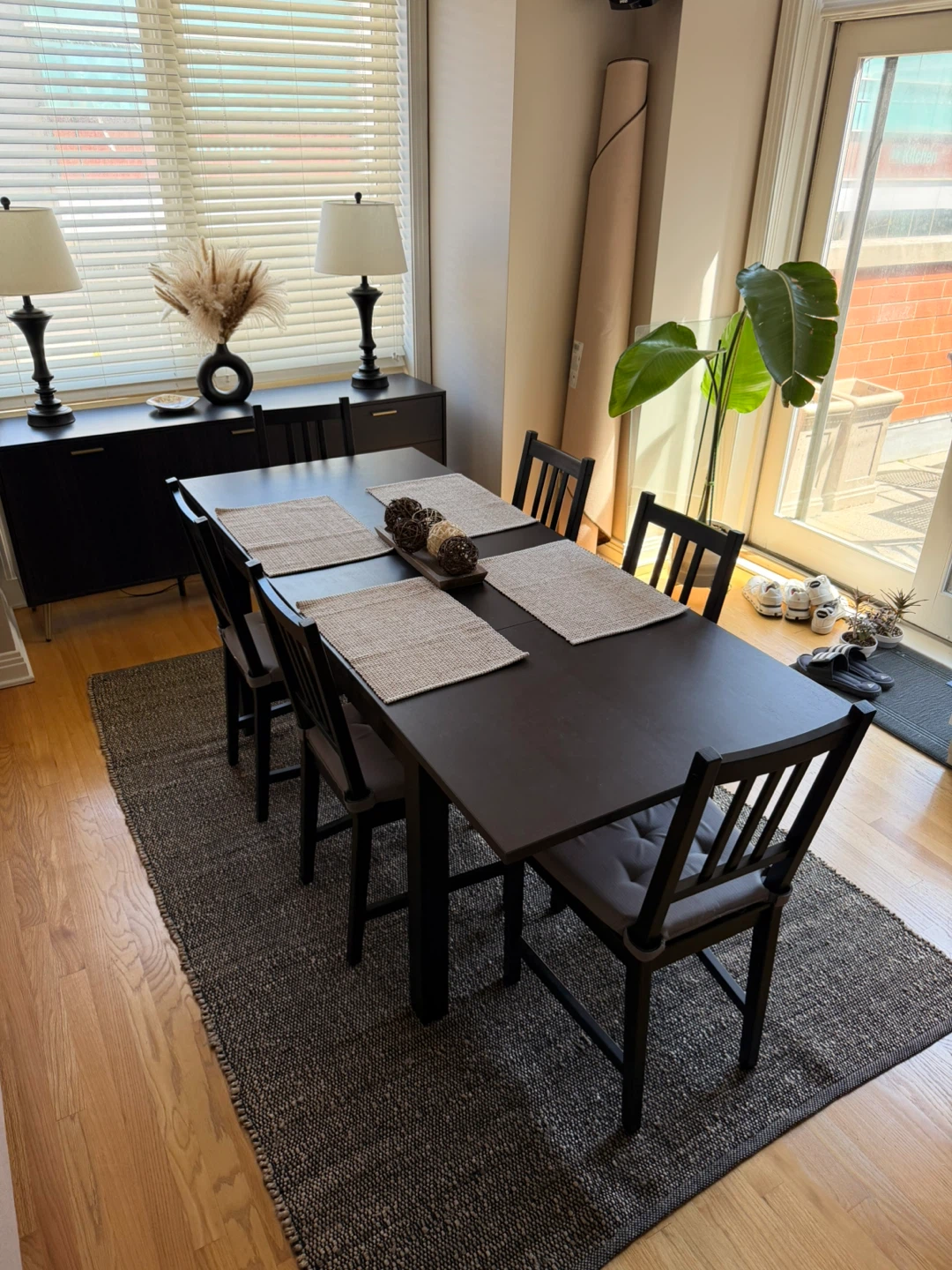 Dark Brown Dining Table with 6 Chairs - photo 3