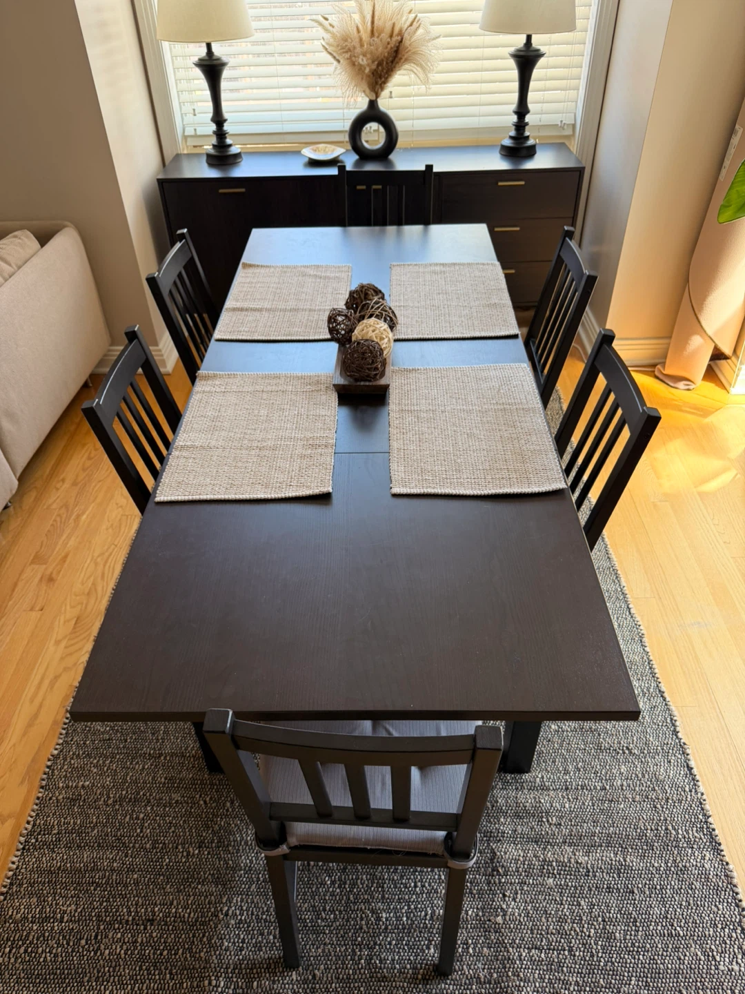Dark Brown Dining Table with 6 Chairs - photo 2