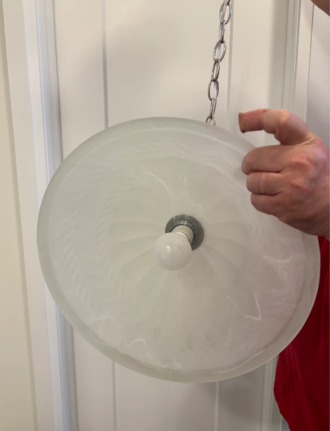 Satin Nickel Pendant Light with Frosted Glass Shade - photo 3