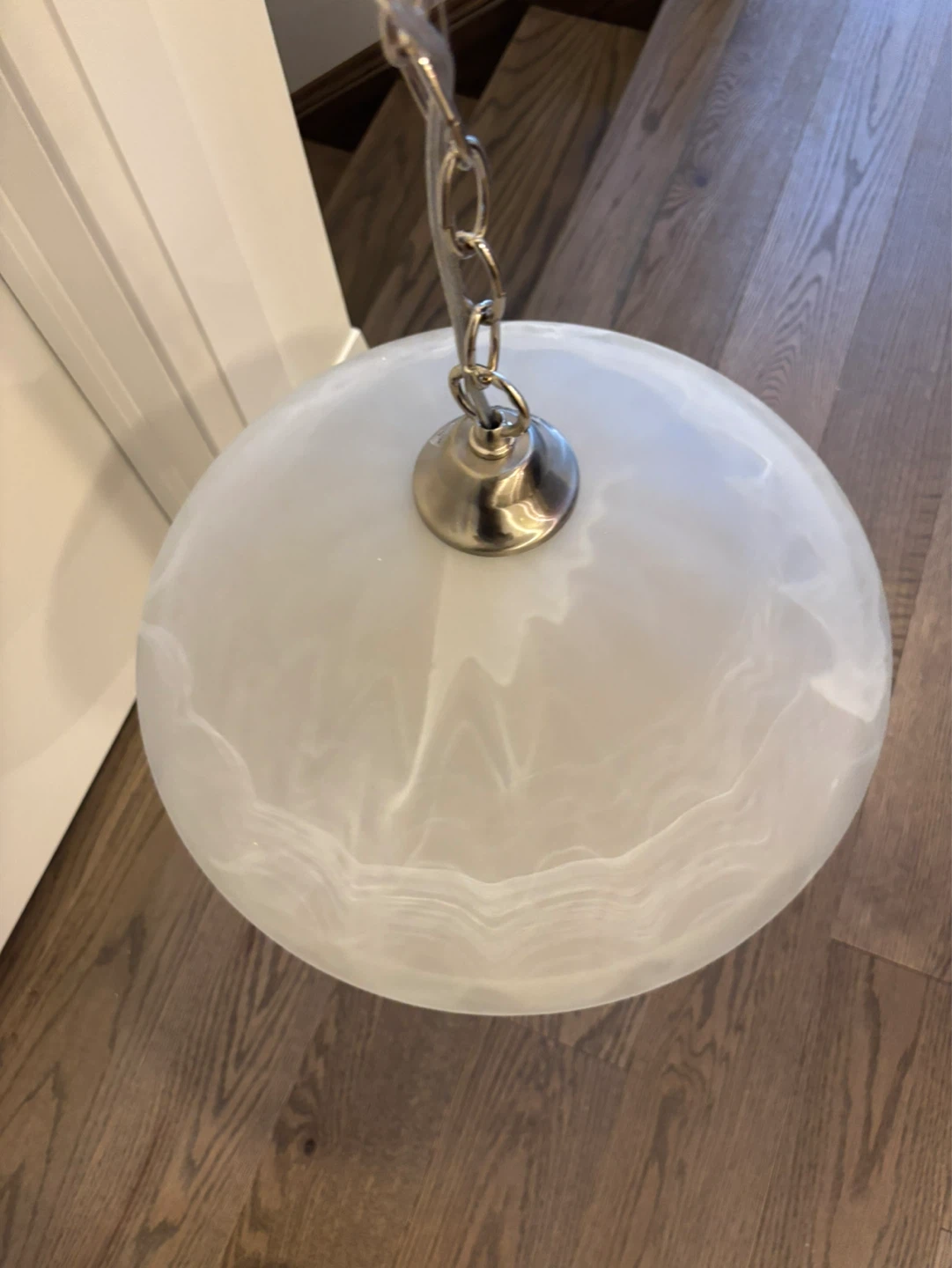 Satin Nickel Pendant Light with Frosted Glass Shade - photo 4