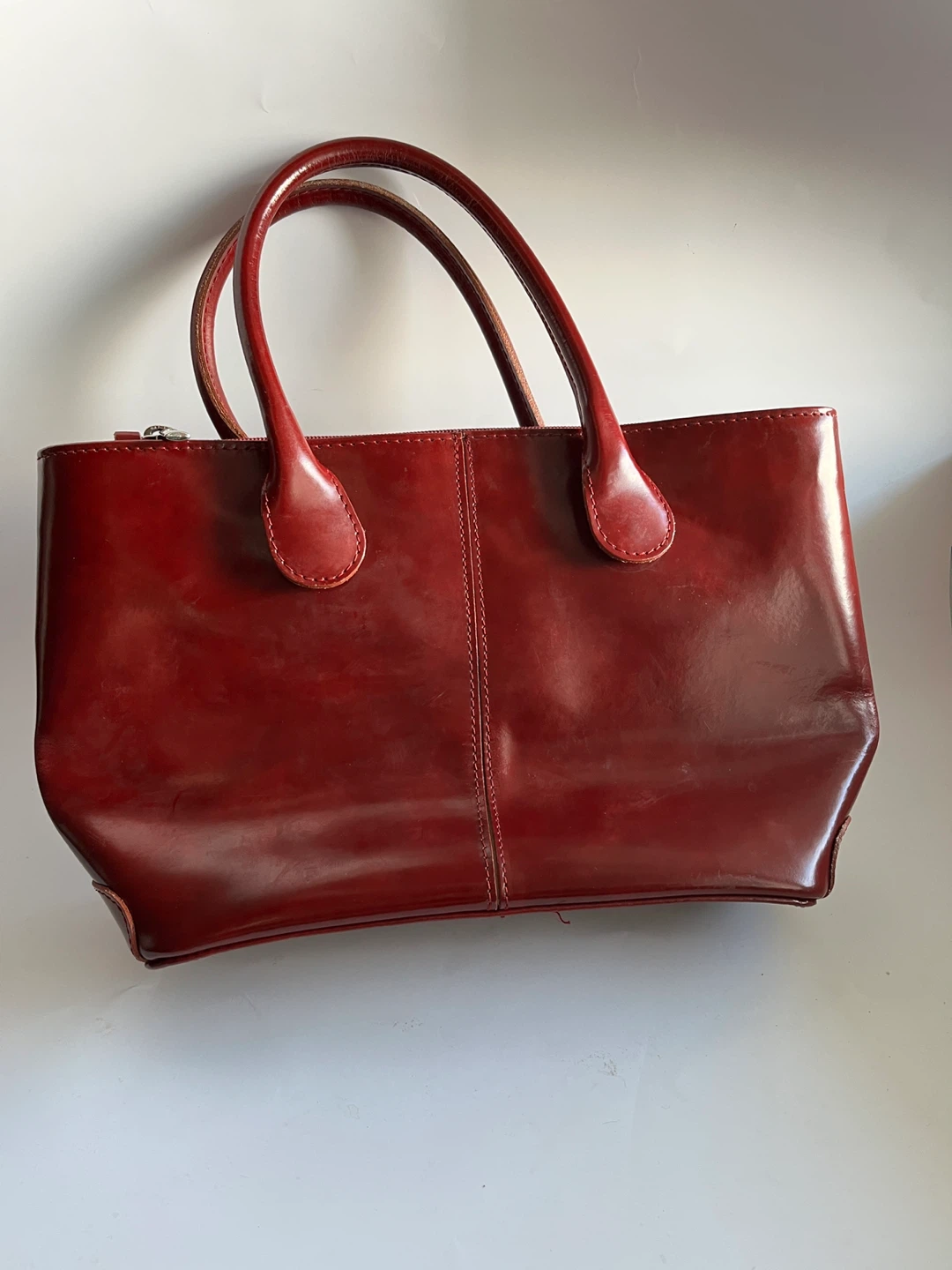 Dark Red Leather Handbag Italian - photo 3