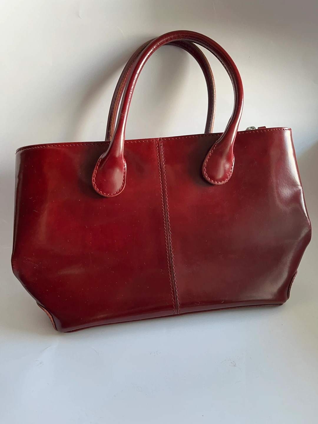 Dark Red Leather Handbag Italian