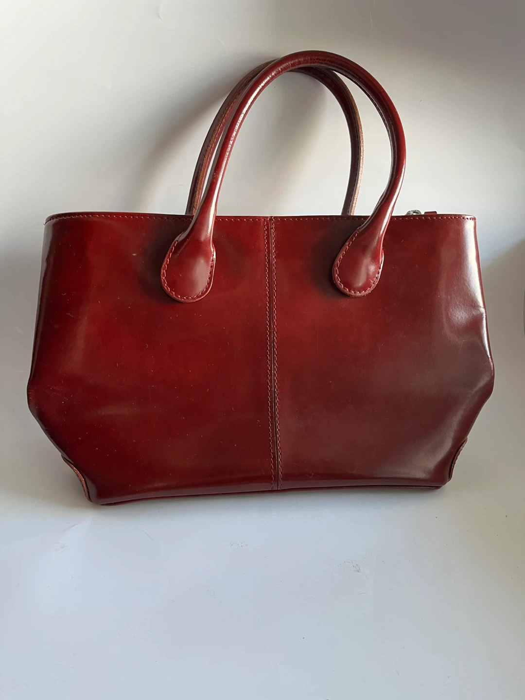 Dark Red Leather Handbag Italian - photo 2