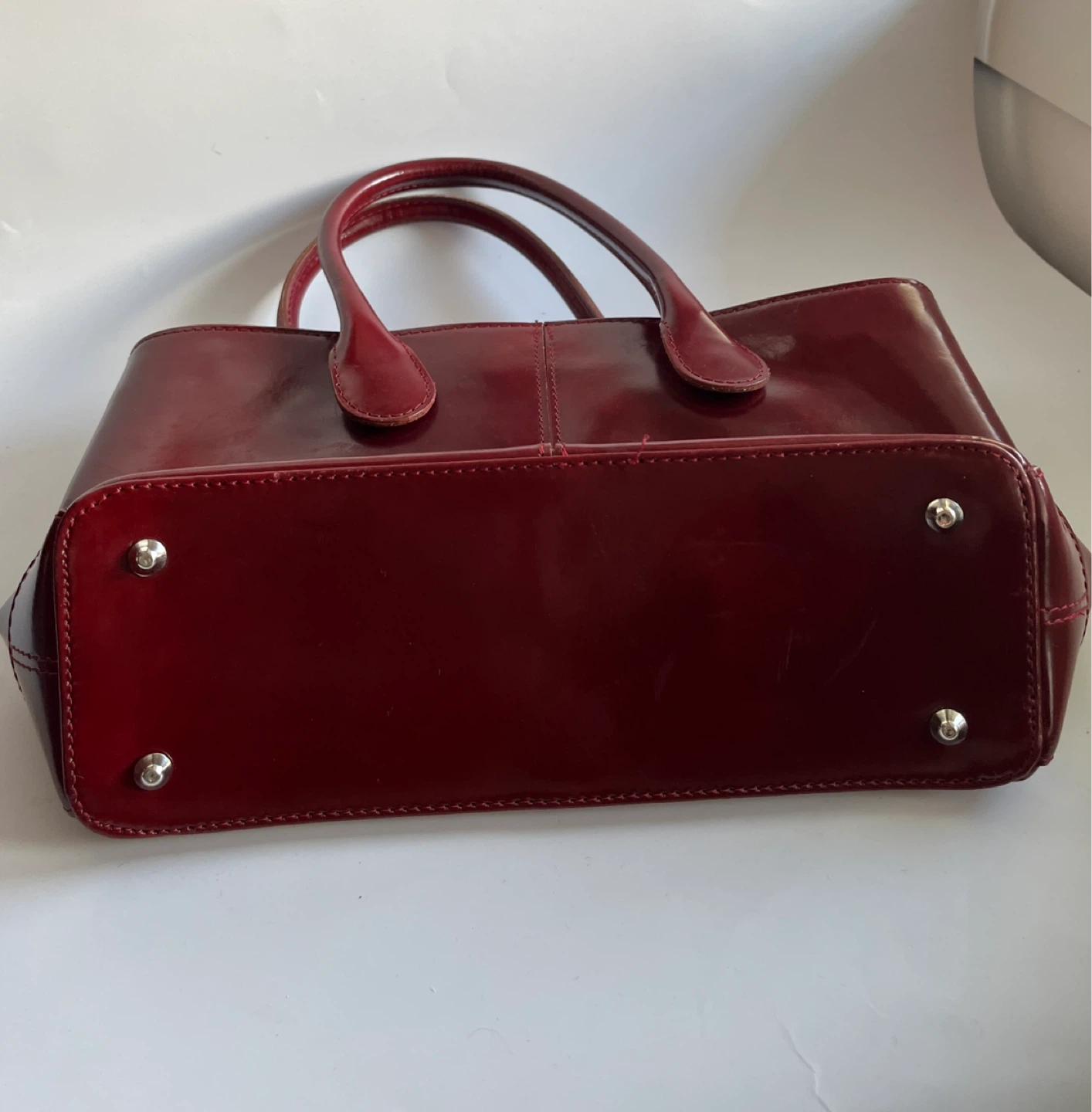 Dark Red Leather Handbag Italian - photo 4