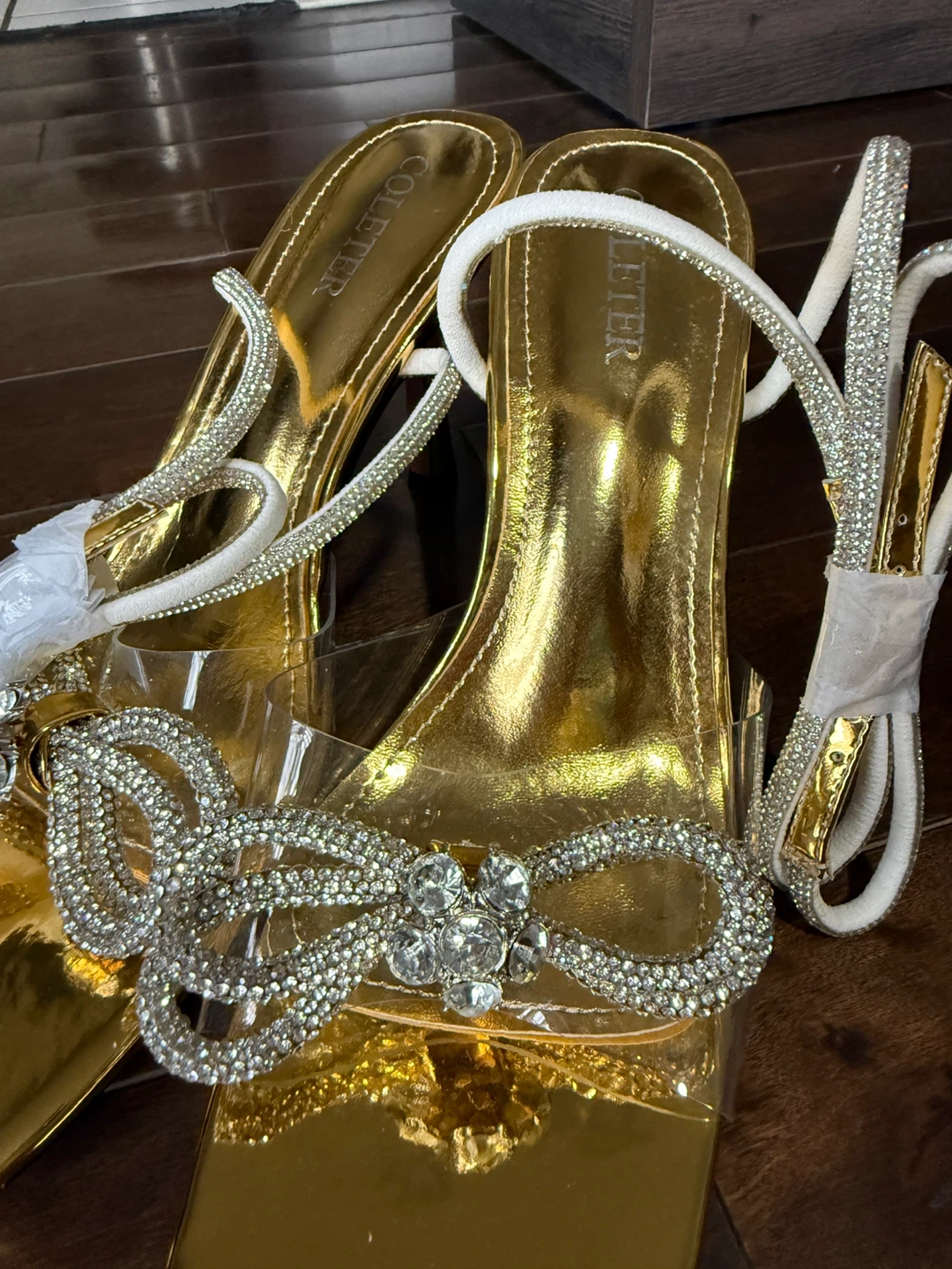COLETER Gold Rhinestone Bow Heeled Sandals - photo 2