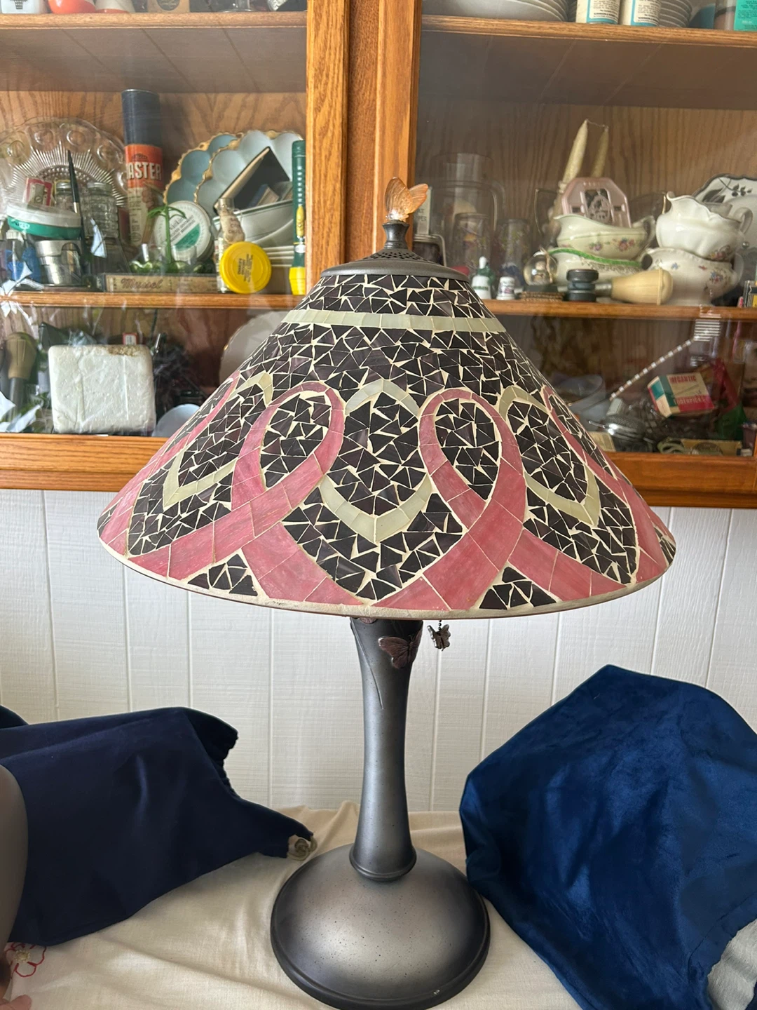 Colour Creations Mosaic Table Lamp with Butterfly Accents