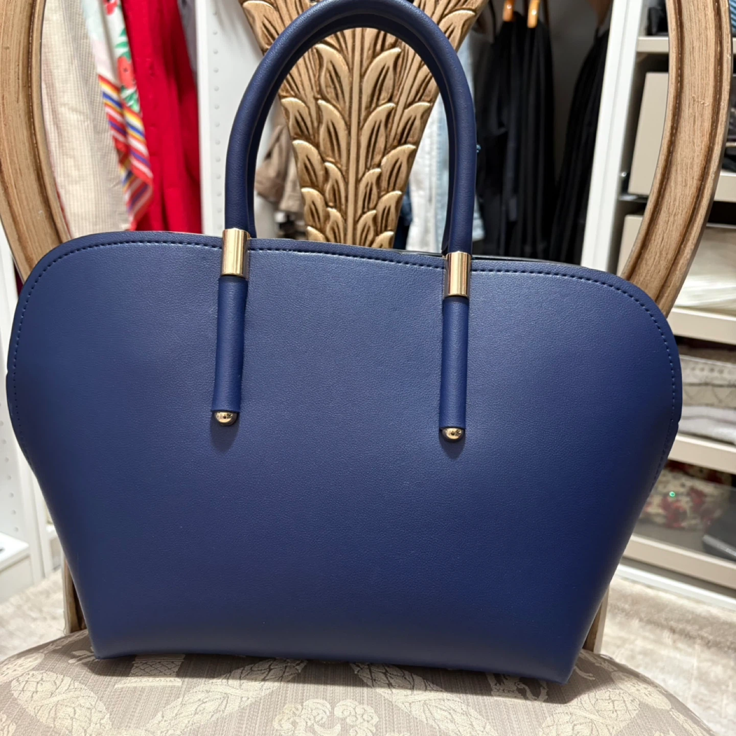 Blue and White Studded Tote Handbag - photo 3