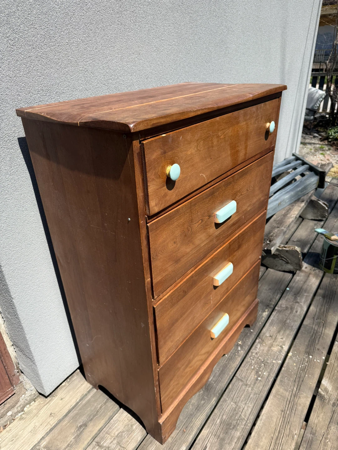 Vintage Solid Walnut Dresser - 4 Drawers