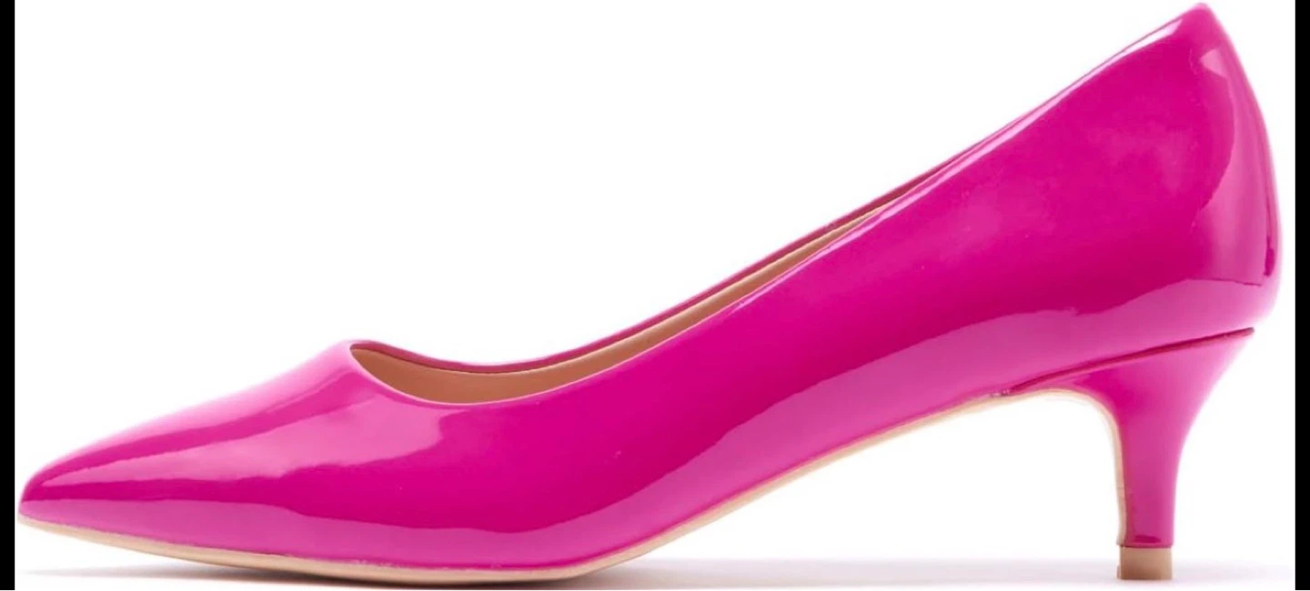 Women's Pink Patent Leather Kitten Heels - Size 7 - photo 3