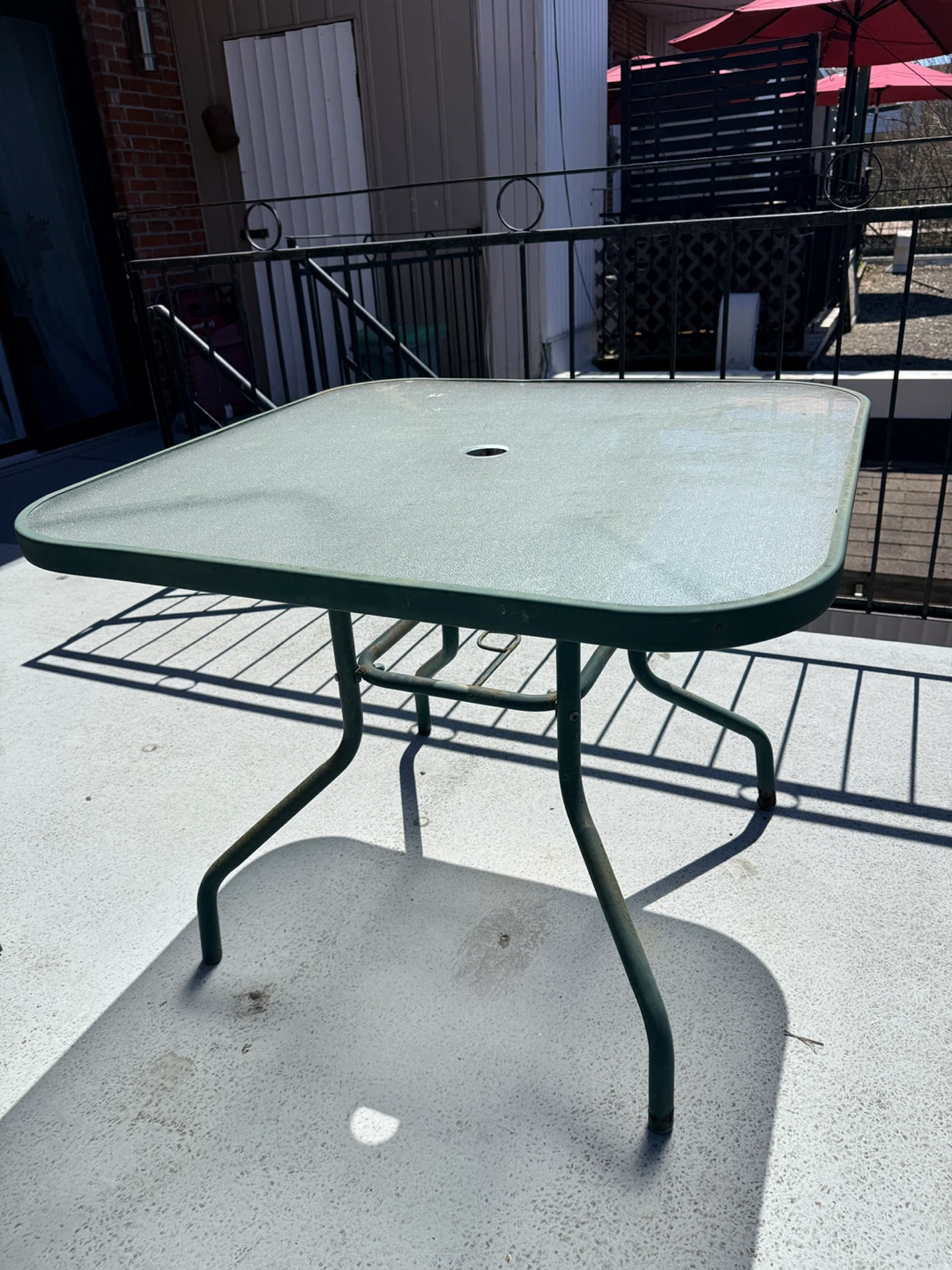 Green Glass Top Patio Table 🌱
