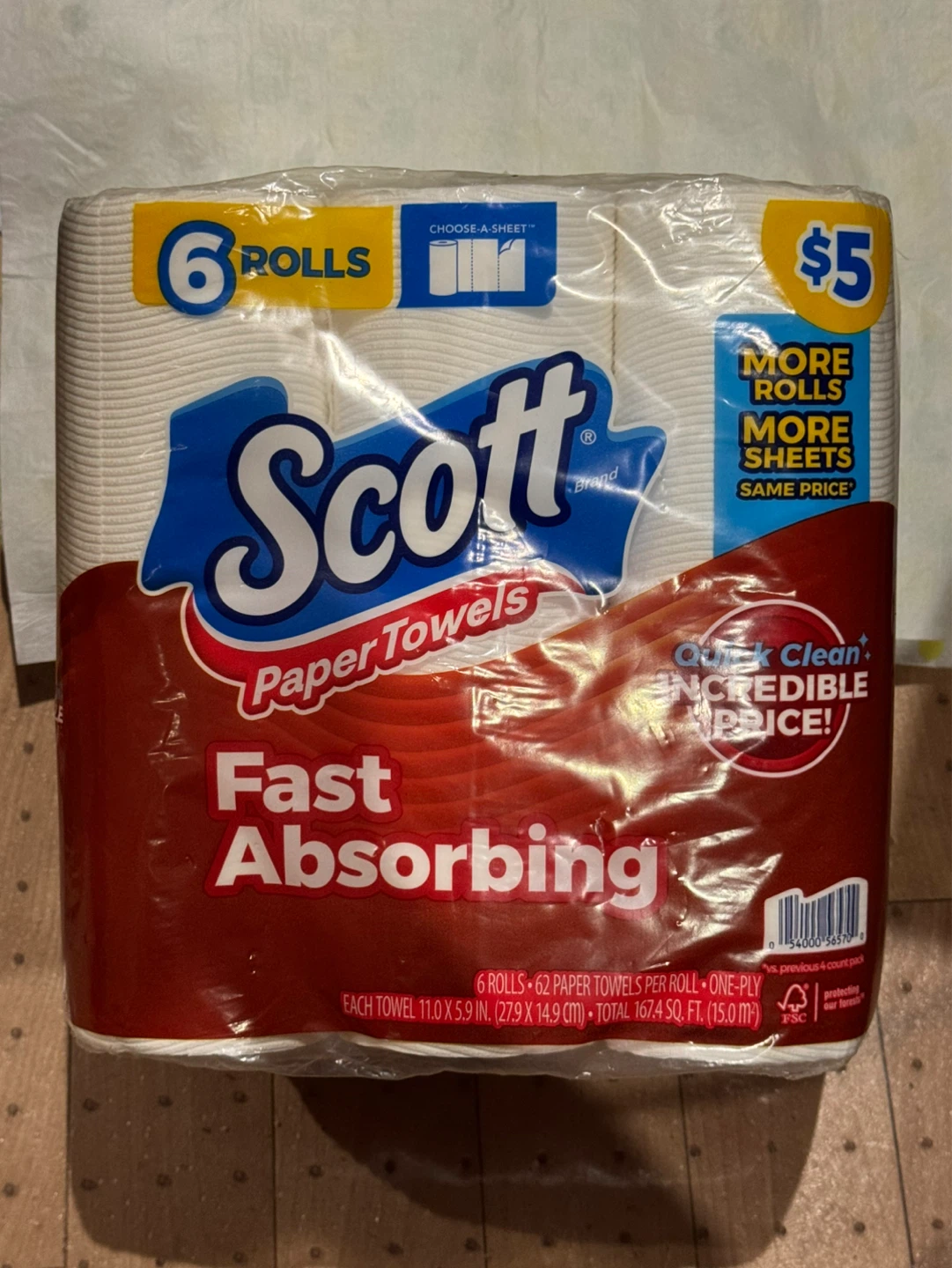 Scott Paper Towels - 6 Rolls, Fast Absorbing