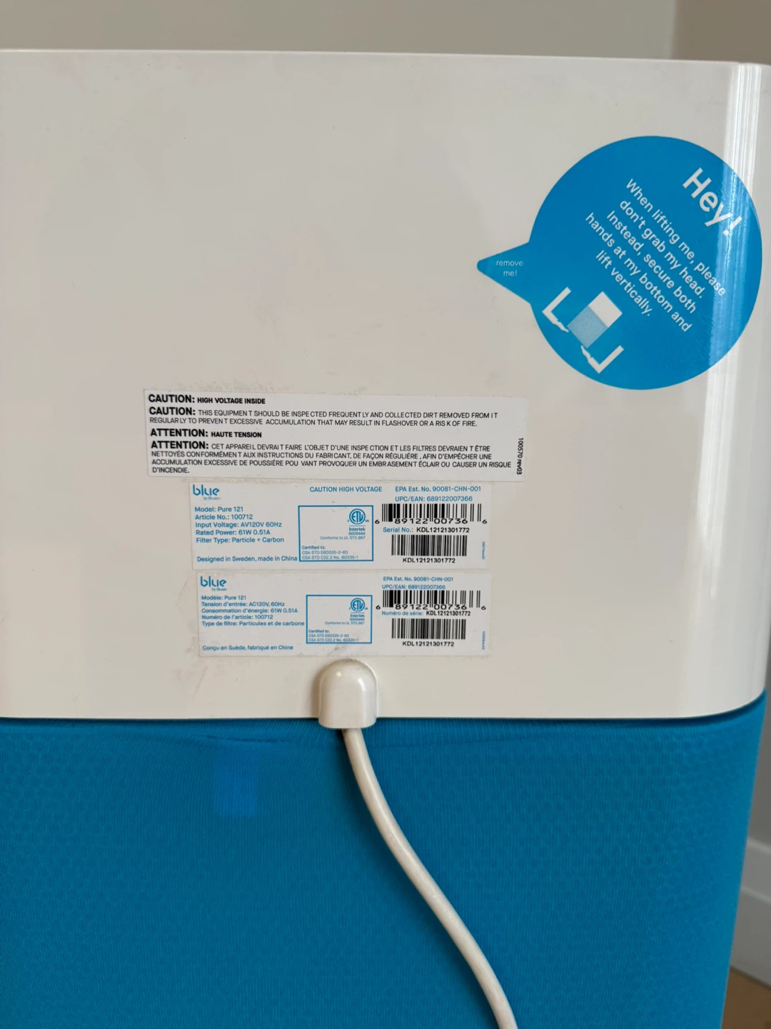 Blue Air Purifier (Model Pure 121) - photo 3