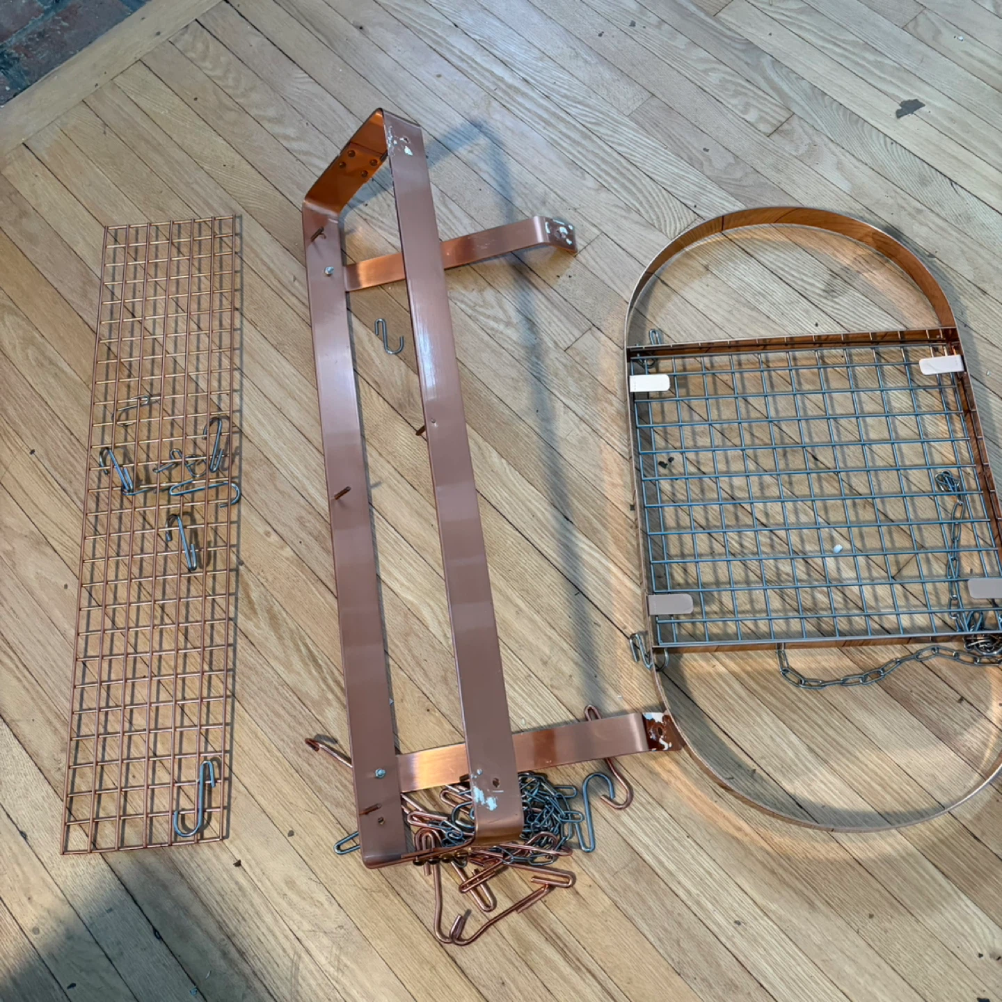 Copper Wall Organizer Rack with Hooks