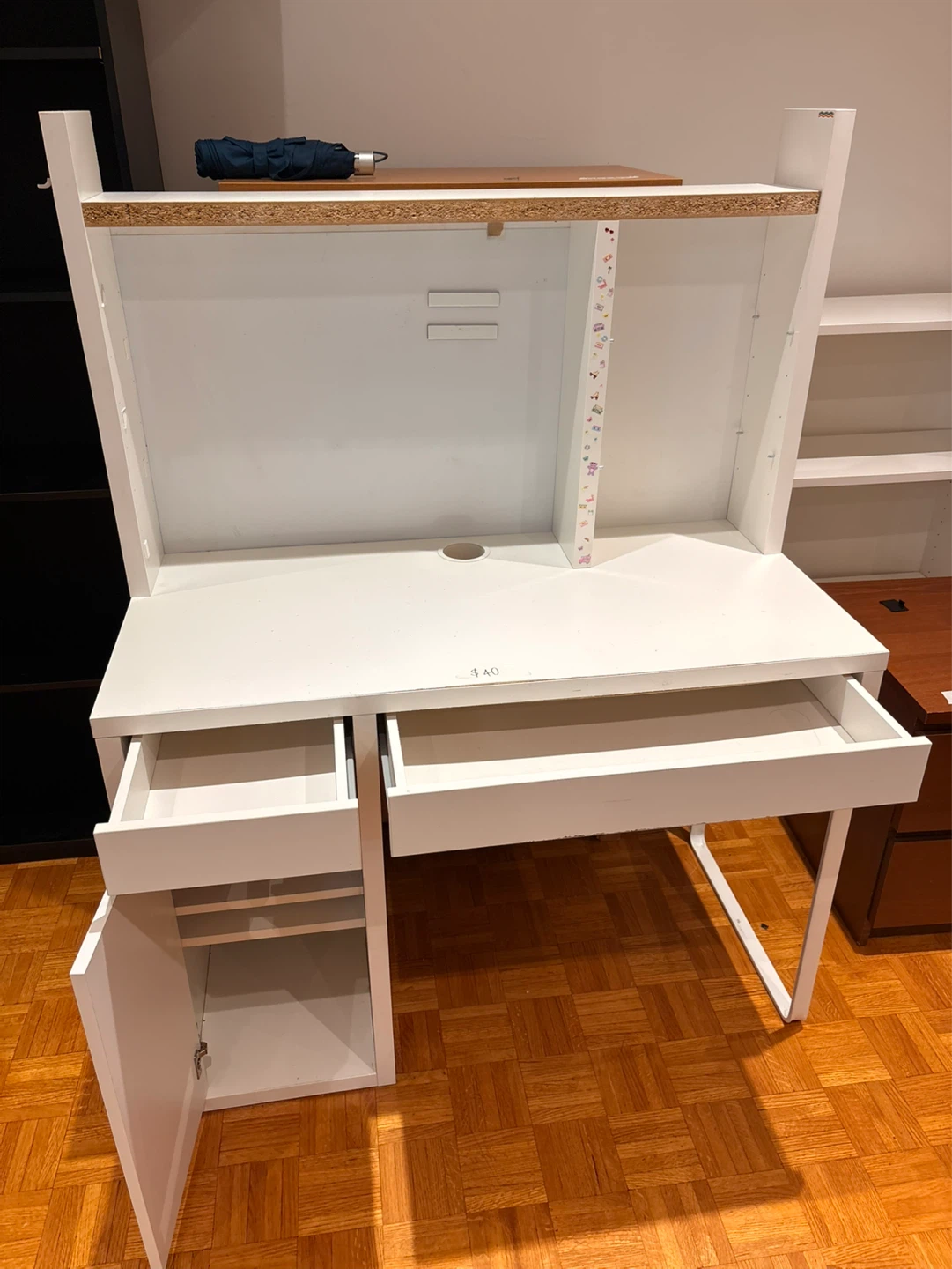 White Writing Desk with Storage