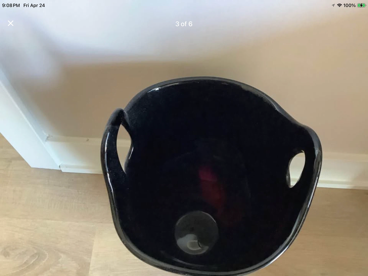 Lg Vt Hand Blown Murano Style Art Glass 2 Handled Vase 🐞 - photo 3