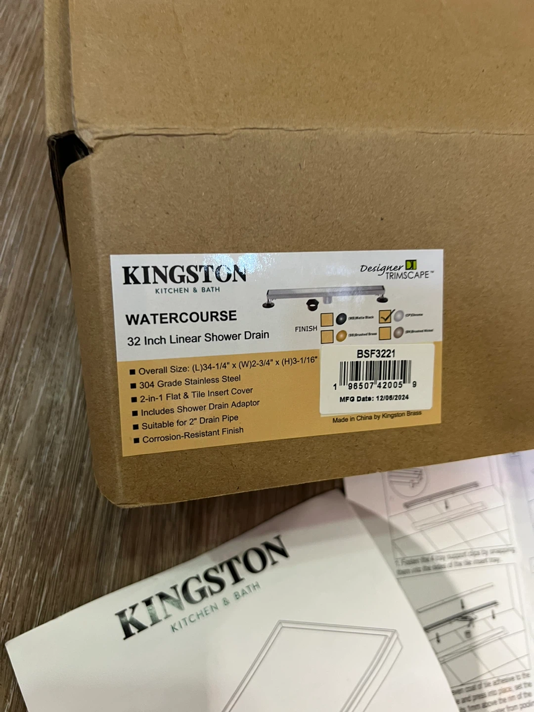 Kingston Brass Watercourse 32 Inch Linear Shower Drain - photo 2