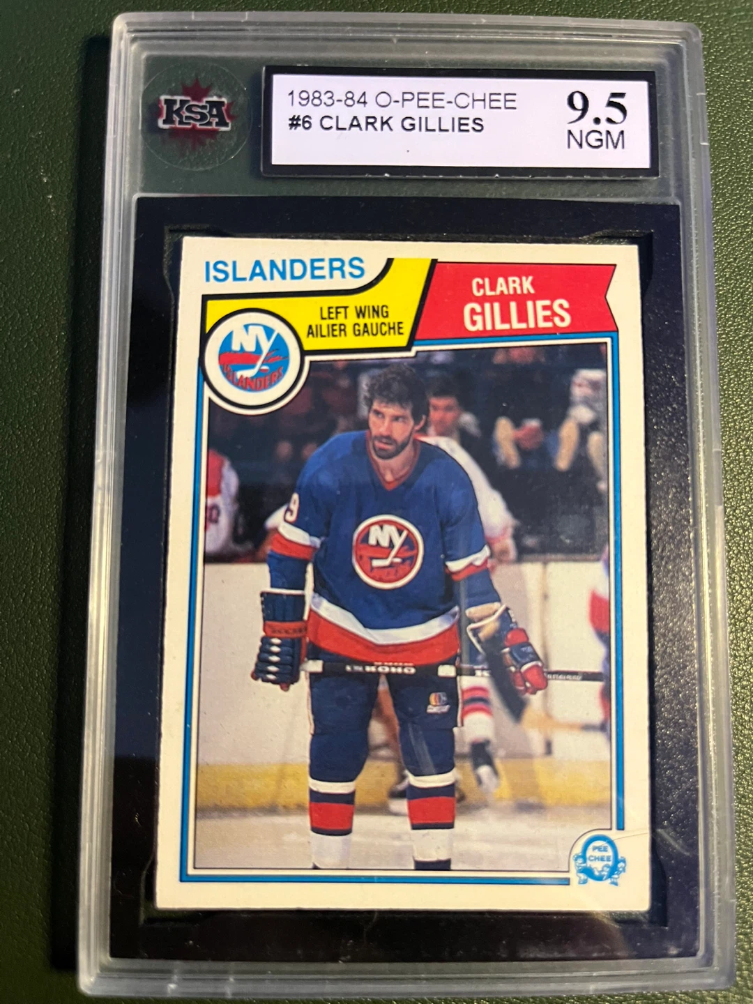 1983-84 O-Pee-Chee Clark Gillies Hockey Card #6 PSA 9.5 NGM