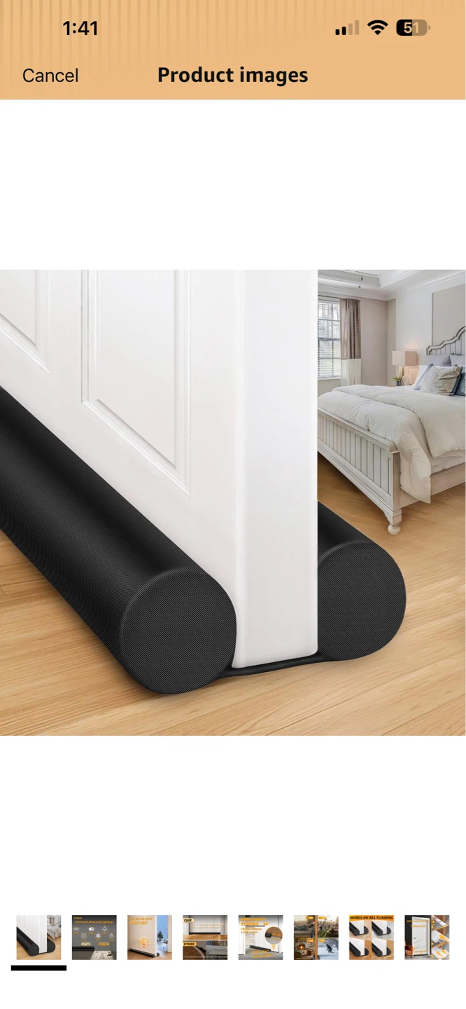 MAXTID Under Door Draft Stopper - Adjustable 34" Black - photo 2