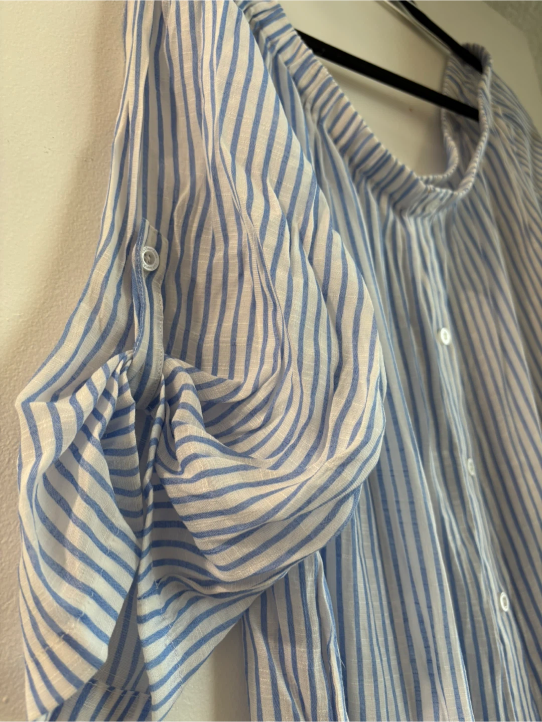 Blue Striped Off-the-Shoulder Blouse - photo 3