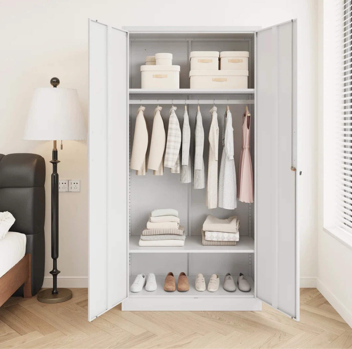 Wayfair 36" Wide Metal Wardrobe Cabinet with Lock - White - photo 2