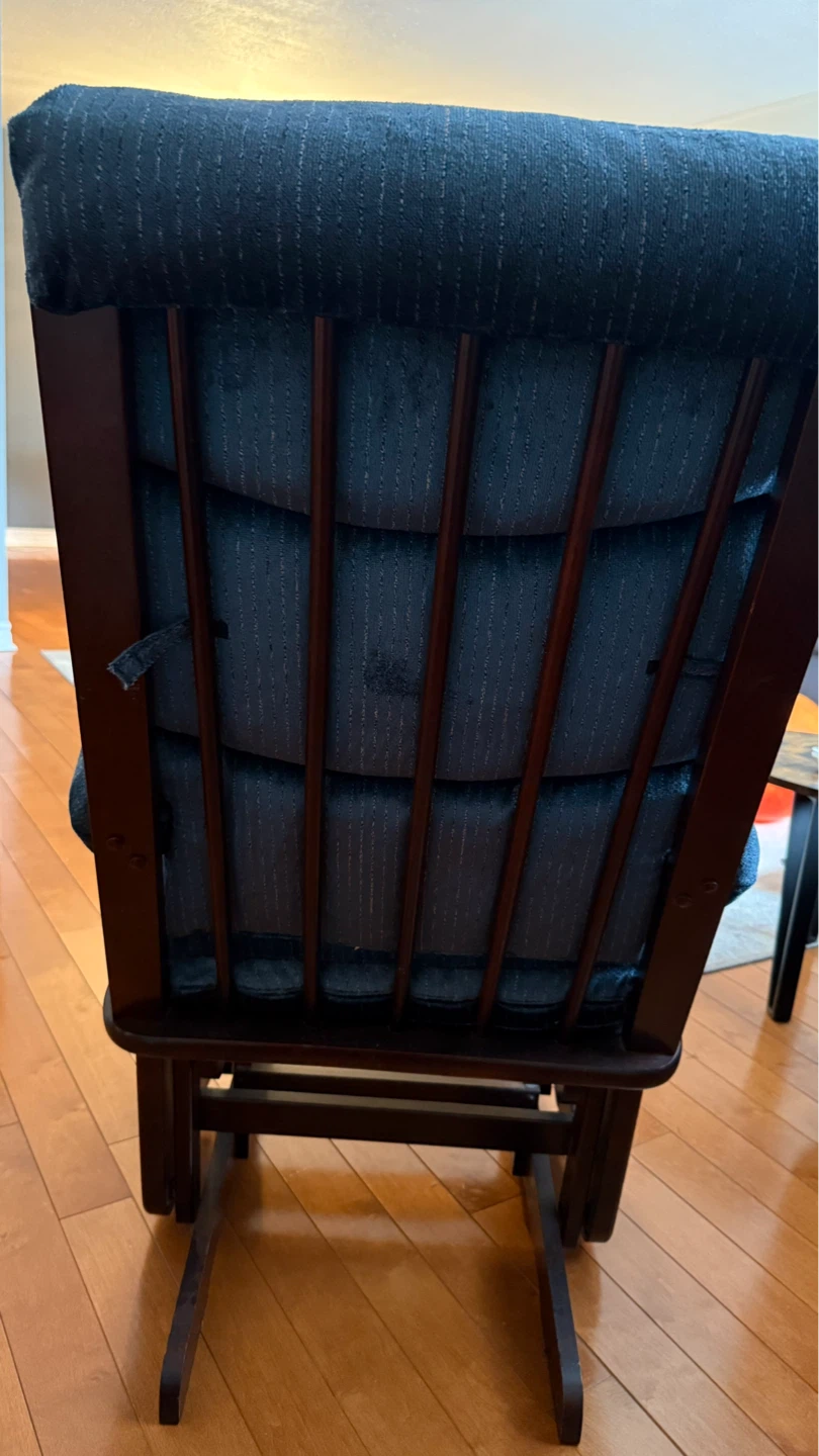 Blue Glider Rocking Chair with Wooden Frame - photo 3