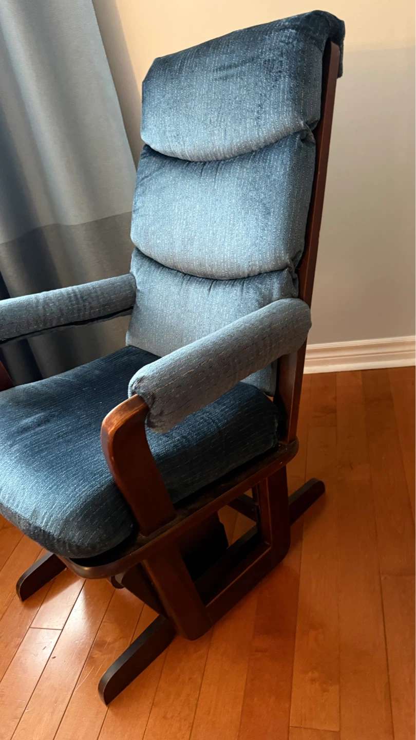 Blue Glider Rocking Chair with Wooden Frame - photo 2