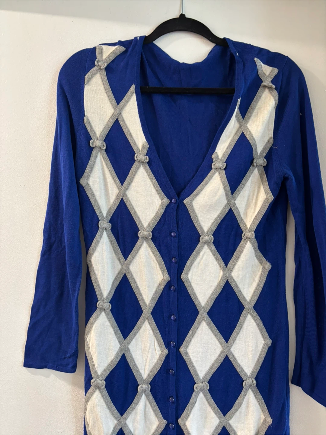 Blue Argyle Cardigan - photo 2