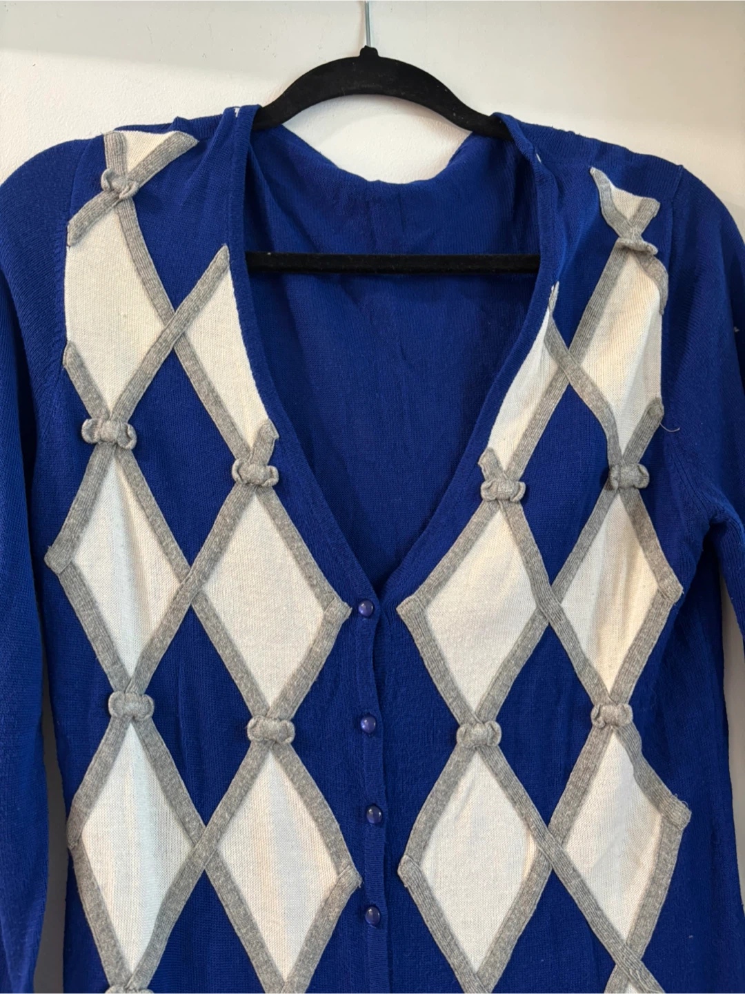 Blue Argyle Cardigan - photo 3