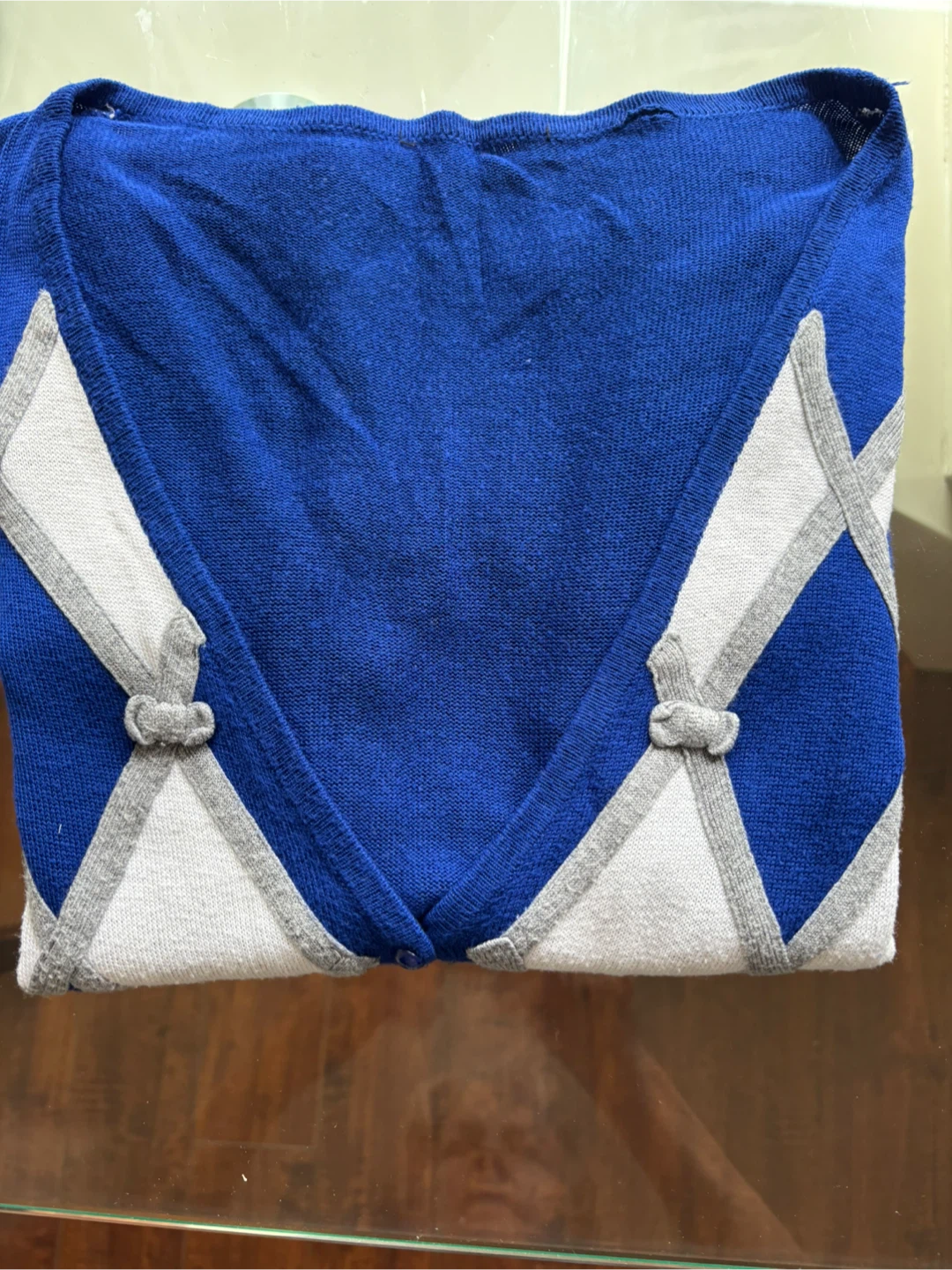 Blue Argyle Cardigan - photo 4