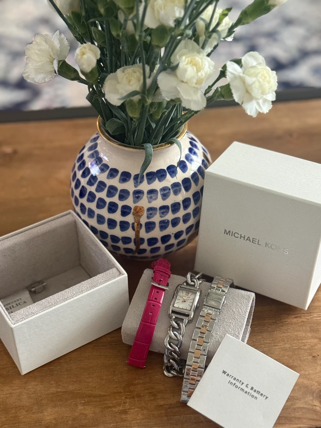 Michael Kors Watch with Pink Leather Strap
