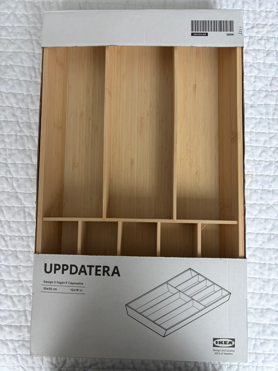 IKEA UPPDATERA Bamboo Cutlery Tray Organizer 30x50 cm