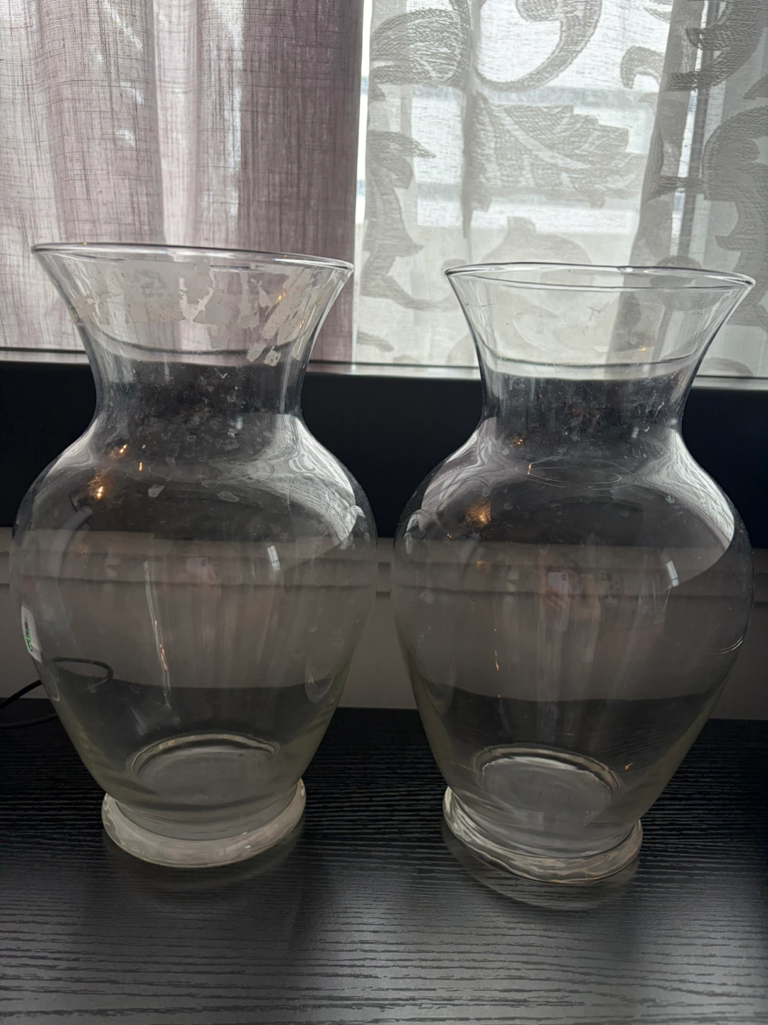Set of 2 Clear Glass Vases