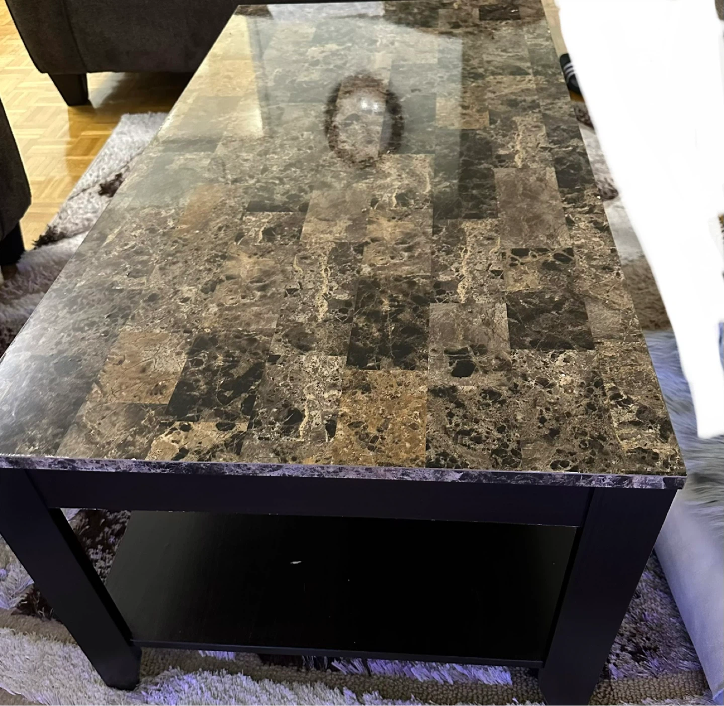 Marble Top Coffee Table with Shelf 3 pieces