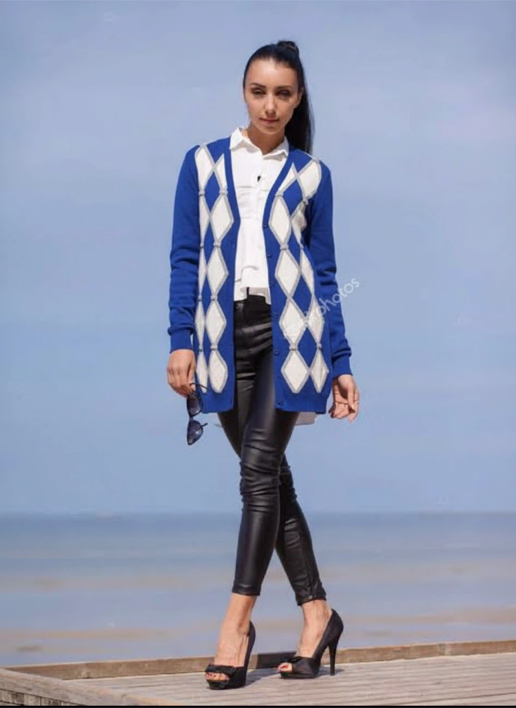 Blue Argyle Cardigan