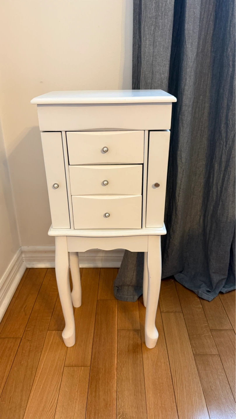 White Jewellery Cabinet with Mirror