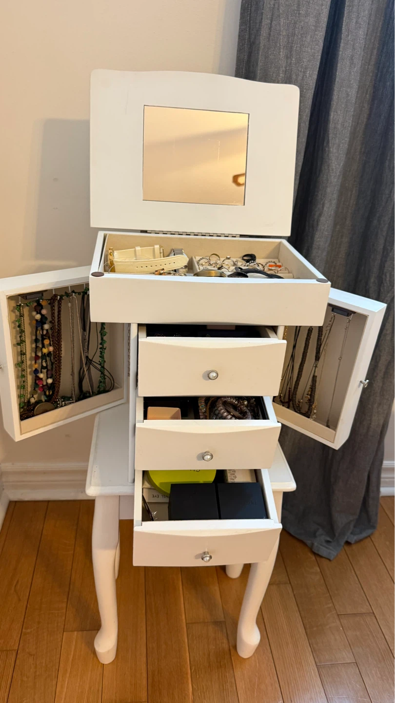 White Jewellery Cabinet with Mirror - photo 2