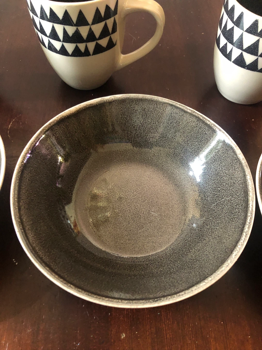 Coffee Mug and Bowl Set. Gray/Cream.  Like new - photo 2