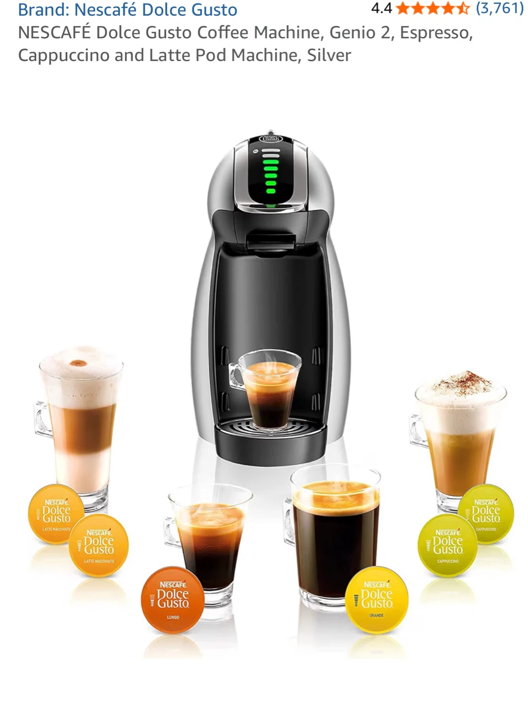 Nescafé Dolce Gusto Genio 2 Coffee Machine - Silver - photo 3