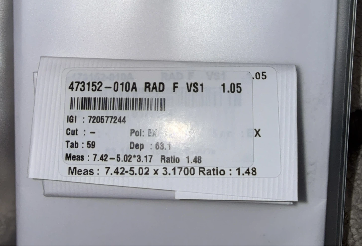 1.05 carat Brilliant Radiant Cut Diamond - photo 3