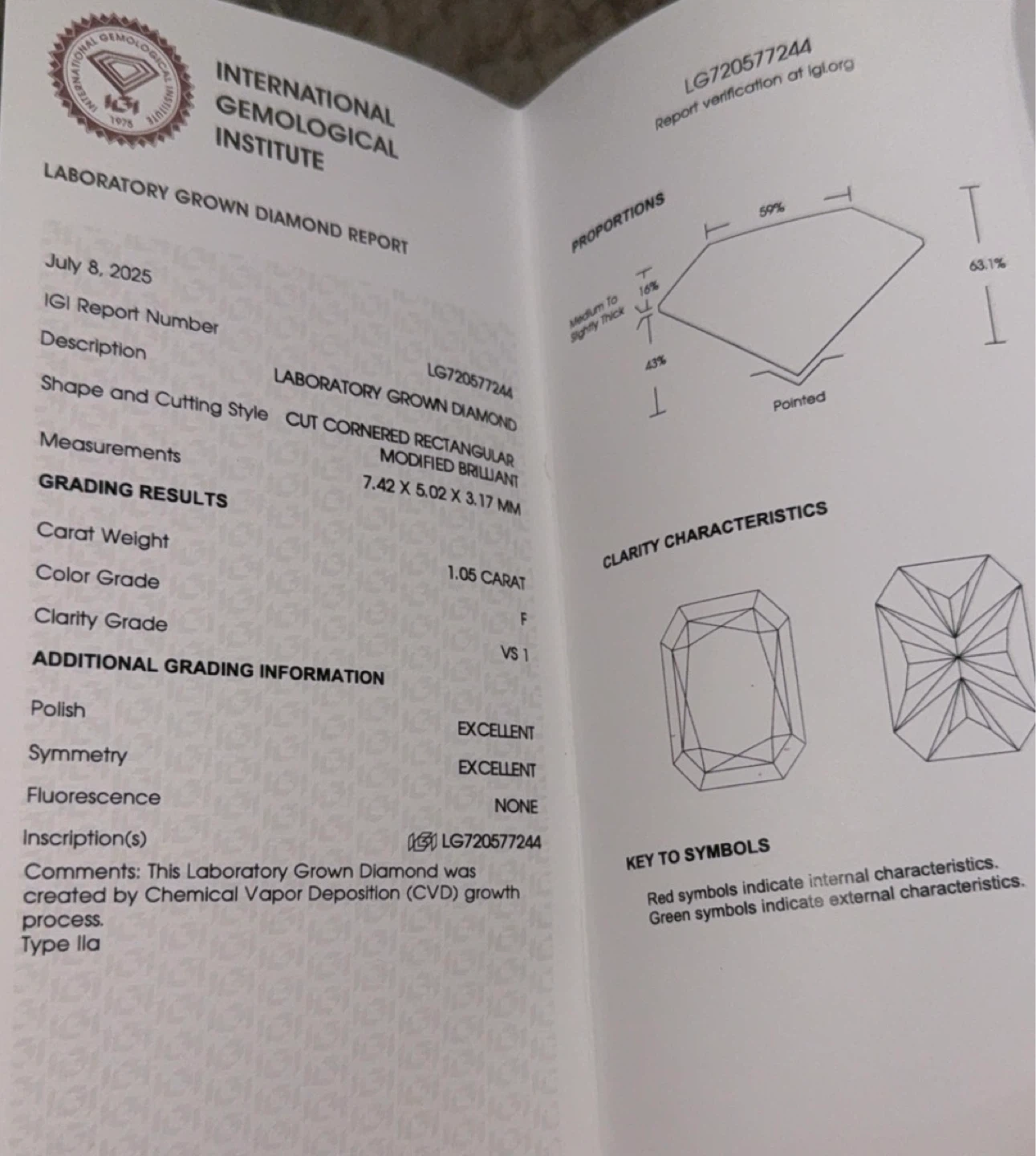 1.05 carat Brilliant Radiant Cut Diamond - photo 4