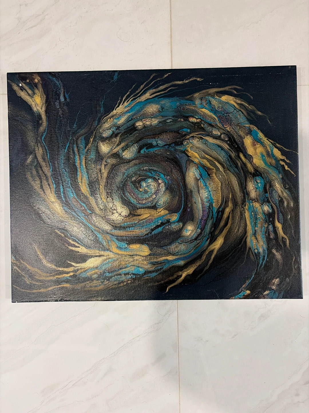 Golden Vortex – Original Abstract Acrylic Painting - photo 2