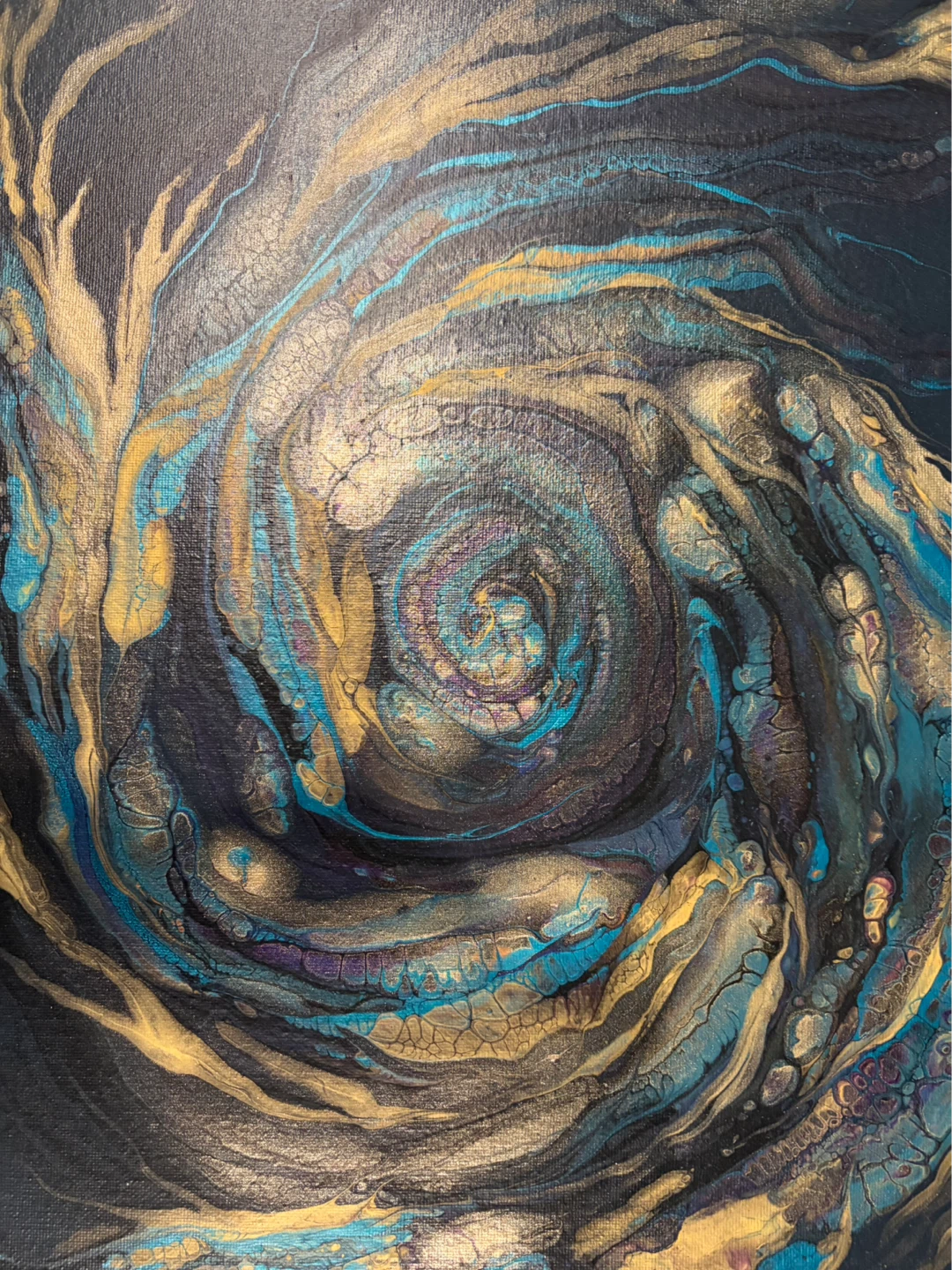 Golden Vortex – Original Abstract Acrylic Painting - photo 3