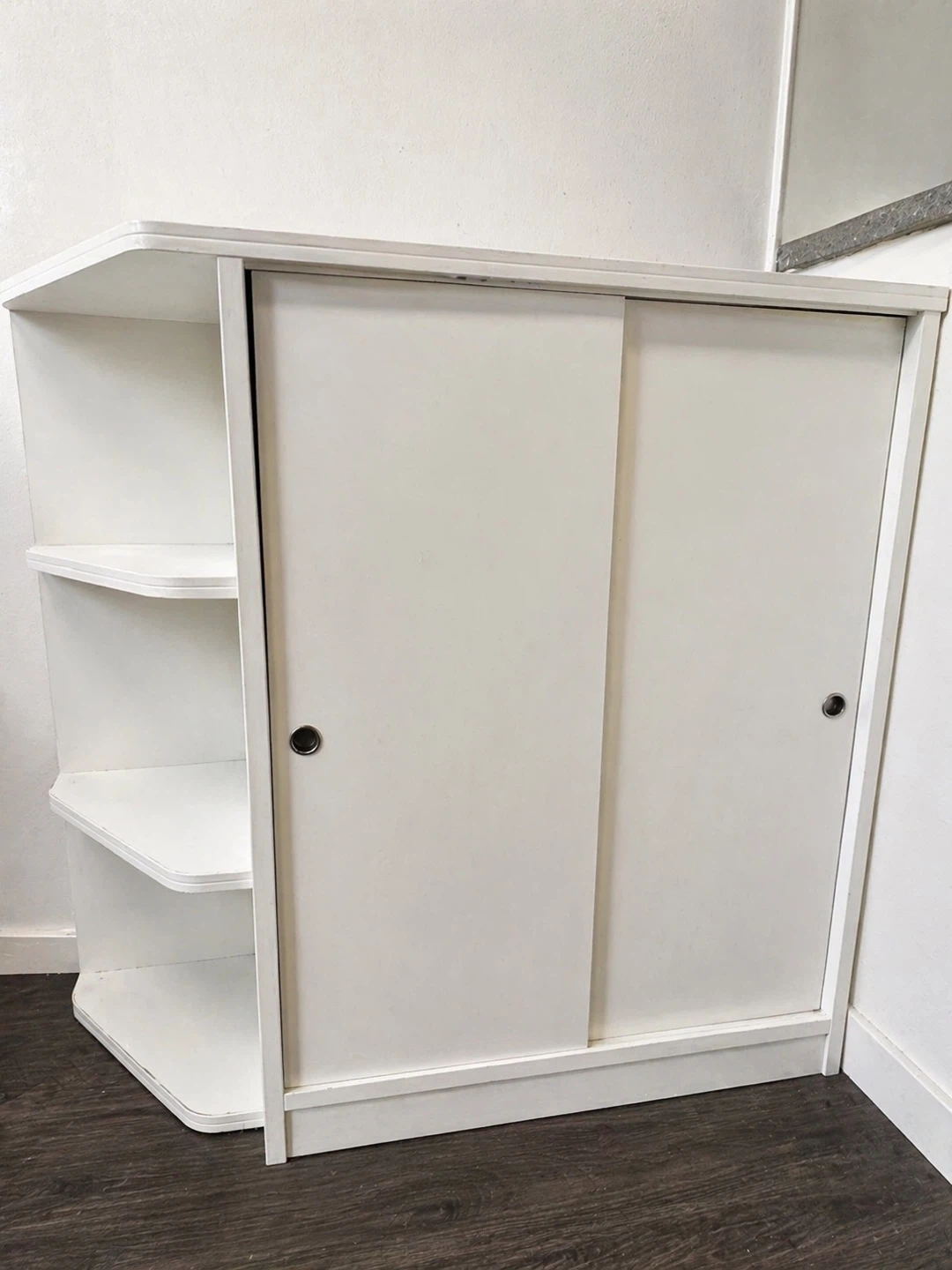 White Sliding Door Storage Cabinet