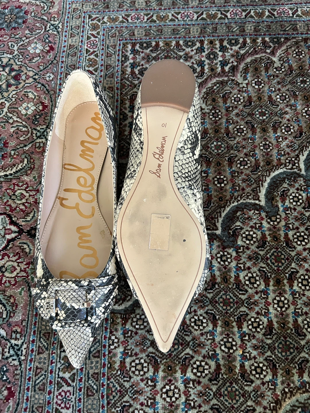 Sam Edelman Snake Print Pointed Toe Flats Size 10 - photo 3