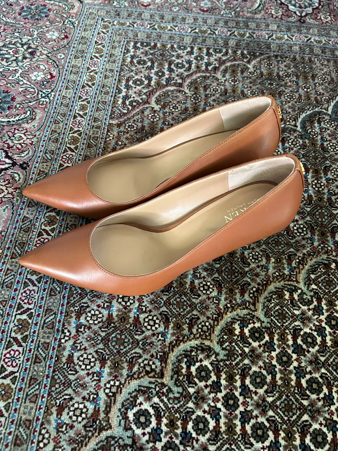 Lauren Ralph Lauren Brown Leather Pointed Toe Heels Size 10B - photo 2